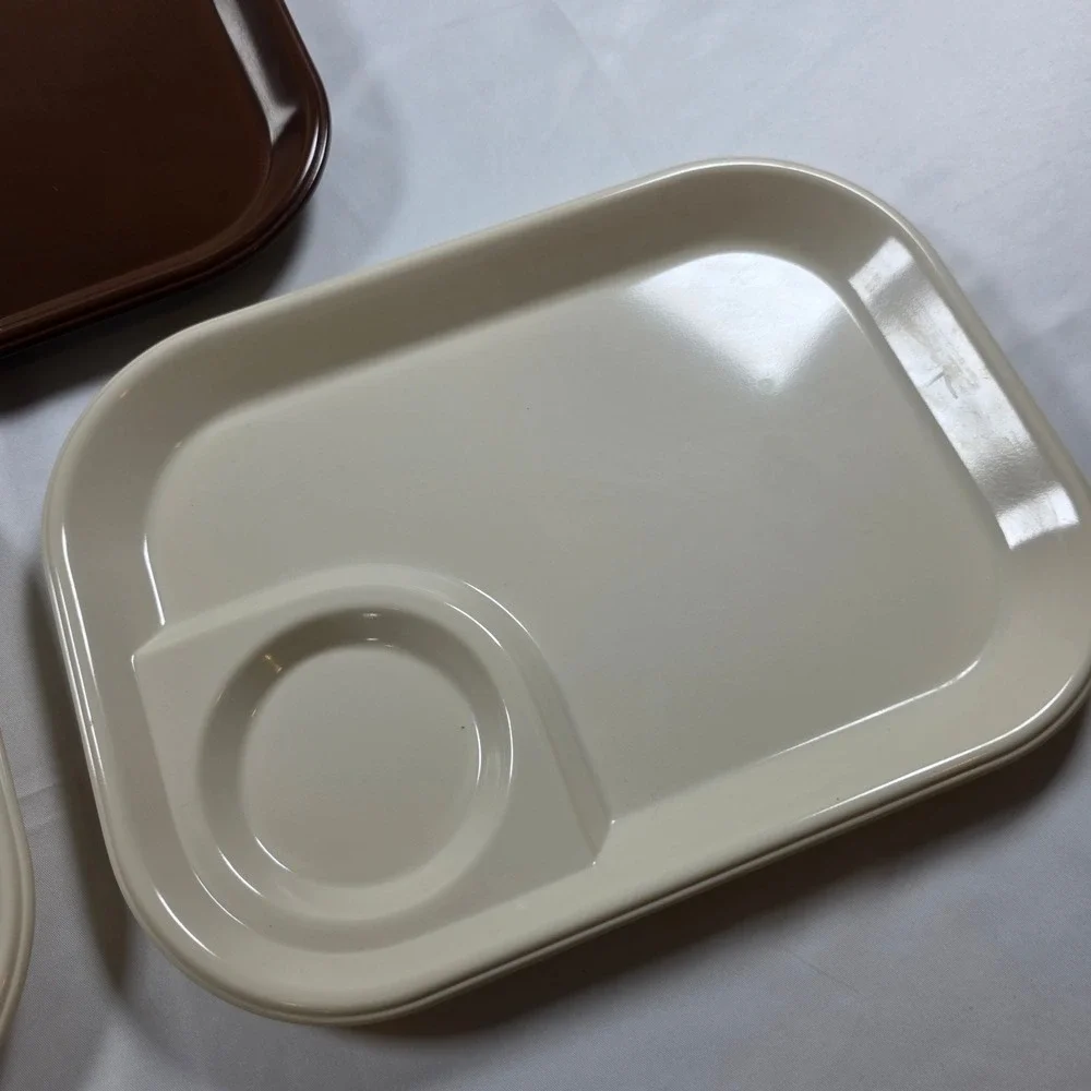 Vintage Rubbermaid 3850 Serving Trays with Cup Holder Set of 3 Brown Cream